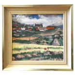 'THE CLACHAN' CONTEMPORARY SCOTTISH SCHOOL OIL PAINTING ON BOARD, unsigned, titled and inscribed