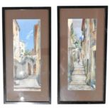 LUIGI ALLAVENA (1878-1959) A PAIR OF ALLEY SCENE WATERCOLOURS, both signed in lower right corner