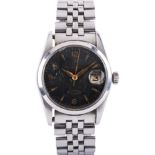 TUDOR, REF 7914: A STEEL PRINCE OYSTERDATE WRISTWATCH, black honeycomb dial signed Tudor Prince,