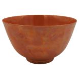 A VINTAGE RUSKIN EGGSHELL BOWL, 1921, simplistic tapered bowl with attractive orange lustre glaze,