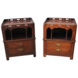 AN UNUSUAL NEAR PAIR OF GEORGE III MAHOGANY NIGHT COMMODES, CIRCA 1780, both adapted as bedside