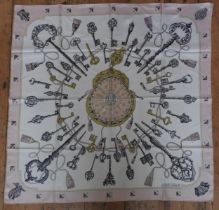 HERMES 'LES CLES' SCARF WITH SEVEN OTHER SCARFS INCLUDING DESIGNS BY JIM THOMPSON AND CAPUCCI (8)