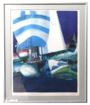 PAUL AMBILLE (1930-2010) 'SAILING BOATS' COLOUR PRINT, signed in pencil 64 x 51 cm
