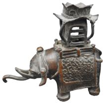 A CHINESE BRONZE ELEPHANT FORM INCENSE BURNER, MID QING DYNASTY, standing four square with out