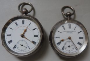 TWO SILVER CASED POCKET WATCHES, one with a dial inscribed 'The Express English Lever, J.G Graves,