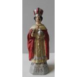 A PAINTED BRONZE CHILD OF PRAGUE FIGURE, EARLY 20TH CENTURY, depicting the infant Jesus holding a