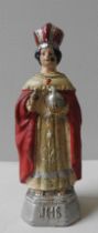 A PAINTED BRONZE CHILD OF PRAGUE FIGURE, EARLY 20TH CENTURY, depicting the infant Jesus holding a