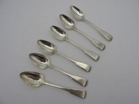 A SET OF SIX GEORGE III TEASPOONS, monogrammed fiddle pattern, marked John Lias, London,1809 13.5 cm