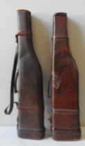 TWO VINTAGE LEATHER GUN CASES, EARLY 20TH CENTURY, 'leg of mutton' form, one monogrammed 'P.A' 75 cm