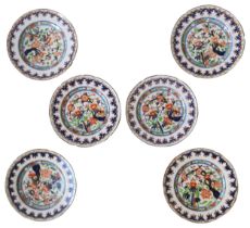 A SET OF SIX 19TH CENTURY ENGLISH PORCELAIN PLATES, CIRCA 1820, possibly early Spode, with