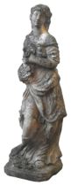 A RECONSTITUTED STONE GARDEN STATUE, LATE 20TH CENTURY, modelled as a classical maiden