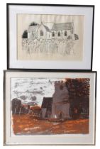 ROBERT TAVENER (1920-2004) TWO LIMITED PRINTS 'ST MARY'S CHURCHYARD, DINTON' AND 'WILTSHIRE CHURCH',