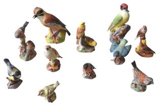 A GROUP OF ELEVEN VINTAGE ROYAL WORCESTER BISQUE PORCELAIN BIRD MODELS, CIRCA 1940, naturalistic