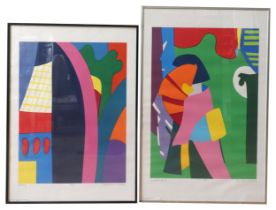 ANNE MARIE LE QUESNIE (b.1946) 'JAPANESE PRINT' & 'BALCONY' COLOUR SCREEN PRINTS, both signed and
