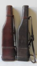 TWO VINTAGE LEATHER GUN CASES, EARLY 20TH CENTURY, 'leg of mutton' form both 75 cm long