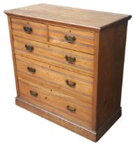 AN EDWARDIAN ASH CHEST OF DRAWERS, EARLY 20TH CENTURY, comprised of two short drawers over three