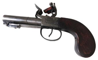 A FLINTLOCK PISTOL BY R. BROWN & CO., LONDON, the action with engraved side plates, twist-off barrel