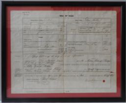 A FRAMED BILL OF SALE RELATING TO THE SS GREAT WESTERN (1872), the ship constructed in Sunderland in