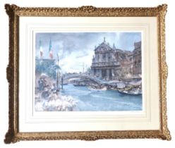 WILLIAM RUSSELL-FLINT (1880-1969) 'THE RIALTO BRIDGE' (1965) COLOUR LITHOGRAPH, signed in pencil