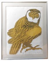 KARA OSBORNE (20TH CENTURY) 'OWL' LIMITED PRINT, signed and numbered 75 x 57 cm