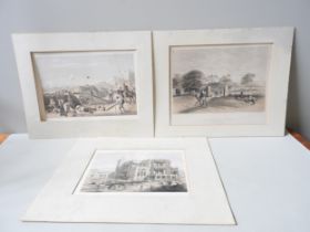 'HEAVY DAY IN THE BATTERIES', DAY AND SON, 19TH CENTURY LLITHOGRAPH AND TWO OTHERS, 32 X 47 CMS