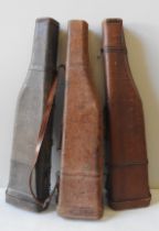 THREE VINTAGE LEATHER GUN CASES, EARLY 20TH CENTURY, 'leg of mutton' form 75 cm long