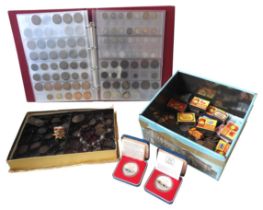 A COLLECTION OF MISCELLANEOUS COINS,  including pre-decimal shillings, crowns, sixpences etc and