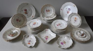 A LARGE QUANTITY OF K.P.M 'DEUTSCHE BLUMEN' DINNER WARES, LATE 19TH CENTURY, decorated with hand