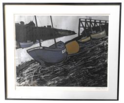 GRAHAM CLARKE (b. 1941) 'RYE HARBOUR' LINOCUT ARTIST'S PROOF PRINT, signed in pencil in lower