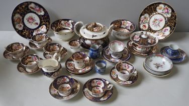 A QUANTITY OF ENGLISH BLUE GROUND BONE CHINA CIRCA 1830/40,  and some other late 18th/ early 19th