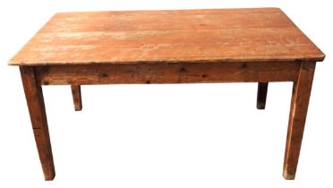 A VINTAGE PINE KITCHEN TABLE, EARLY 20TH CENTURY, simplistic form, the rectangular top above