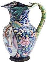 A CANTON ENAMEL EWER JIAQING / DAOGUANG PERIOD the baluster sides painted with a figural interior