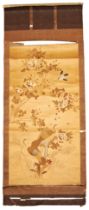 A PAIR OF JAPNESE SILK EMBROIDERED SCROLLS EDO / MEIJI PERIOD, 19TH CENTURY depicting birds and