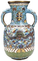 A LARGE CLOISONNE VASE QING DYNASTY, 19TH CENTURY the sides decorated in coloured enamels with two