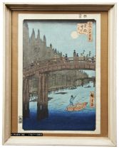 UTAGAWA HIROSHIGE (1797-1858) BAMBOO YARDS, KYOBASHI BRIDGE EDO PERIOD, 19TH CENTURY woodblock