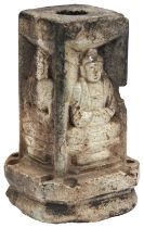 A CARVED STONE BUDDHIST STELE WESTERN WEI (535–57) OR NORTHERN ZHOU (557–81) DYNASTY the seated