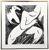 TSUGUMI OTA (b.1951) 'FLOOD-ESCAPE' limited woodcut print, signed and numbered 1/30 60 x 60 cm