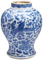 A BLUE AND WHITE 'PHOENIX' JAR KANGXI PERIOD (1662-1722) the baluster sides painted with phoenix