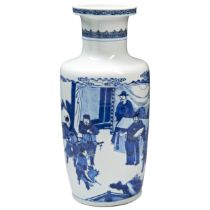 A GOOD BLUE AND WHITE ROULEAU VASE  KANGXI PERIOD (1662-1722)