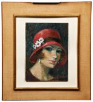 FRANCOIS BATET (1923-2015) 'LE CHAPEAU ROUGE' oil on canvas/board, signed in lower right corner,