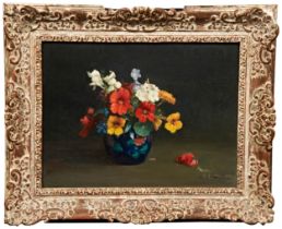 E.S HAMILTON (LATE 19TH CENTURY), 'STILL LIFE' depicting flowers in a vase, oil painting on panel,