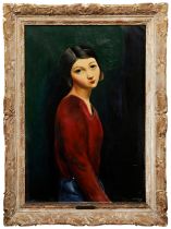 MOISE KISLING (1891-1953) JEUNE FEMME EN ROUGE, CIRCA 1930 oil on canvas, signed in lower right