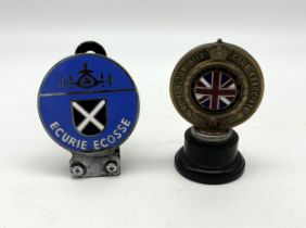 EDWARDIAN BRASS RAC MASCOT, ECURIE ECOSSE BADGE An early 1920s brass Royal Automobile Club Associate