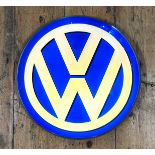 CIRCULAR VOLKSWAGEN LIGHTBOX SIGN c.40cm in diameter, single-sided Volkswagen dealer showroom wall