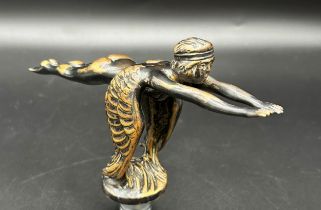 1920S BRONZE WINGED NYMPH MASCOT, A.E. LEJEUNE  Stamped to the rear of the base, 'Copyright AEL', in