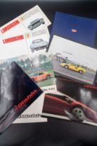 SEVEN LAMBORGHINI BROCHURES Covering: 1966 Lamborghini Miura - Eight pages in total, in colour/black