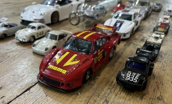 A COLLECTION PORSCHE DIECAST MODEL CARS c.30 in total, covering a wide range of models in various