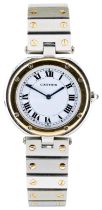 CARTIER: A GOLD AND STAINLESS STEEL SANTOS WRISTWATCH white dial signed Cartier, Roman numerals,