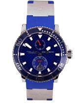 ULYSEE NARDIN REF 260-32 A LIMITED EDITION MAXI MARINE DIVER 18 CARAT WHITE GOLD WRISTWATCH the blue