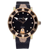 ULYSEE NARDIN REF: 8106.101 AN 18 CARAT ROSE GOLD DIAMOND SET LADY MARINE DIVER WRISTWATCH signed